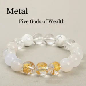Natural Energy Crystals handmade bracelet metal element – Five Gods of Wealth