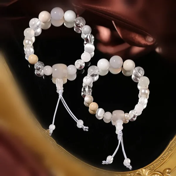 Pearl and White Phantom Quartz close-up