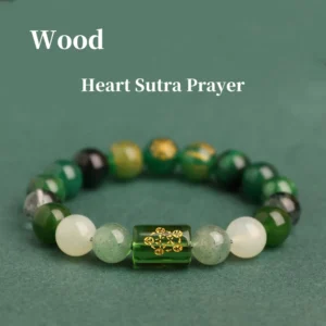 Emerald Growth – Green Agate Heart Sutra Bracelet