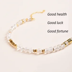 Golden Clarity – White Phantom Quartz Bracelet