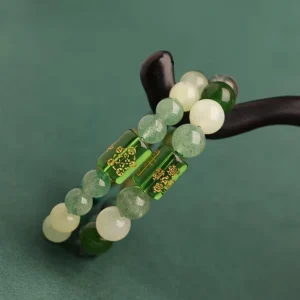 Emerald Growth – Green Agate Heart Sutra Bracelet