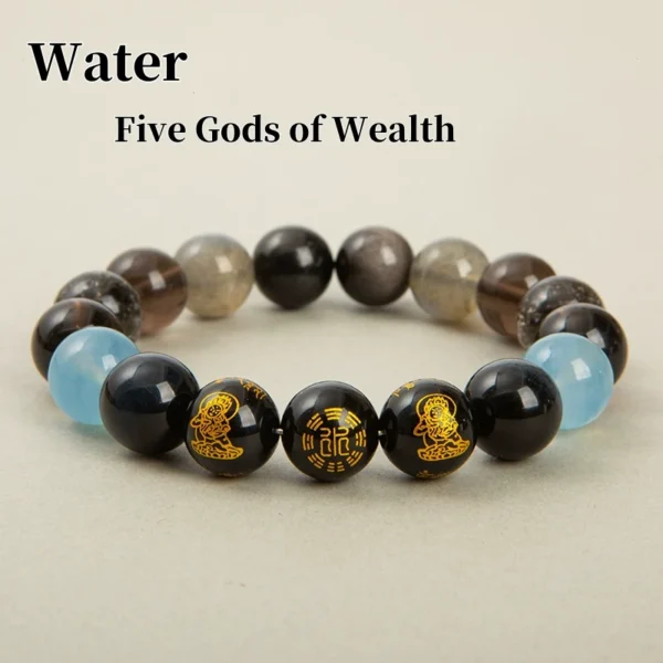 Water Element natural crystal energy bracelet-Five Gods of Wealth