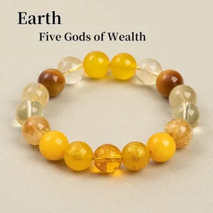 Natural Crystal Handmade Bracelet Earth Element Five God of Wealth