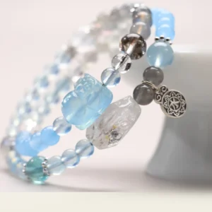 Ocean Whisper – Water Element Double Wrap Pixiu Bracelet
