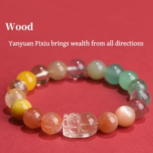 Terra Flame – Five Elements Wood Fire Earth Pixiu Crystal Energy Bracelet