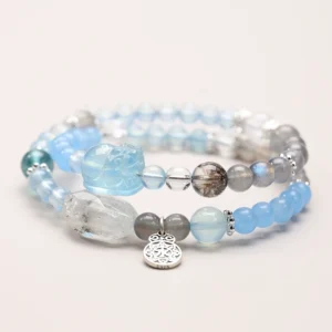 Ocean Whisper – Water Element Double Wrap Pixiu Bracelet