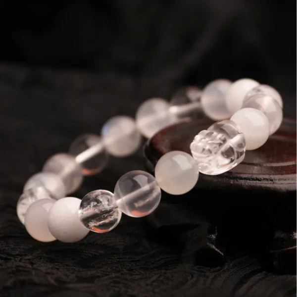 White Radiance Bracelet with Feather, Sage and Crystal Dish