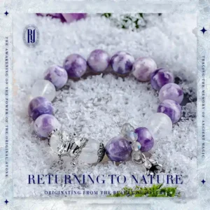 Celestial Whisper – White Rutilated Quartz Natural Crystal Handmade Bracelet