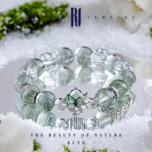Graceful Bloom – White Crystal & Green Phantom Bracelet | Handmade Healing Jewelry for Women