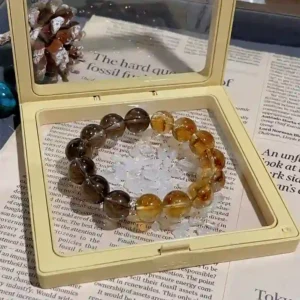 Amber Eclipse – Smoky Quartz & Yellow Topaz Wealth Bracelet