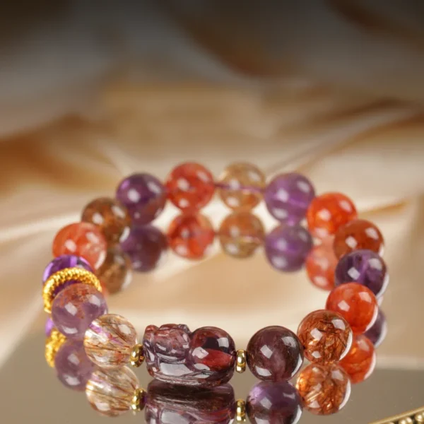 Feng Shui Pixiu bracelet with lucky gemstones