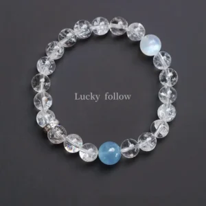 Brave Clarity – Aquamarine & White Asai Crystal Courage Bracelet