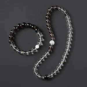 Balance Flow – Clear Quartz & Smoky Quartz Fortune Bracelet