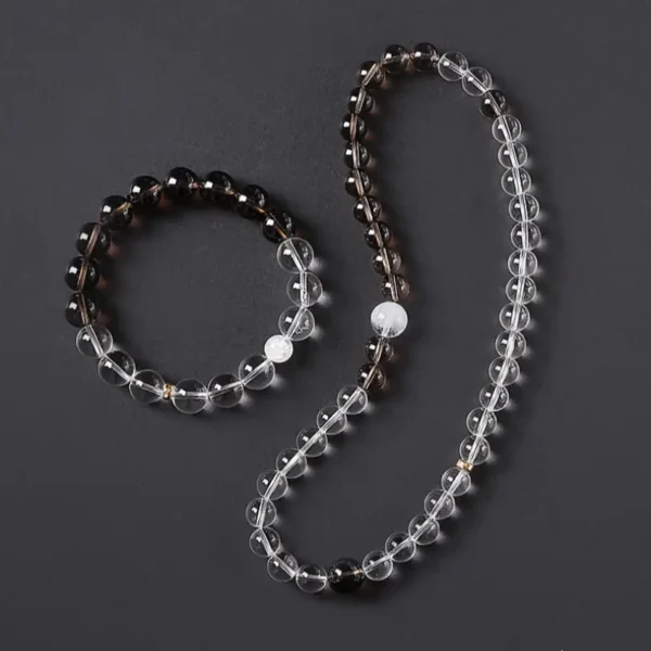 Balance Flow – Clear Quartz & Smoky Quartz Fortune Bracelet
