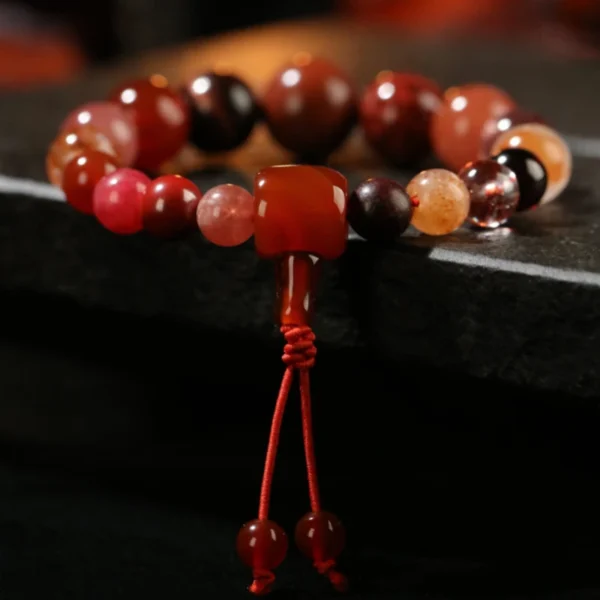 Close-up of Red Agate and Red Tiger Eye stones
