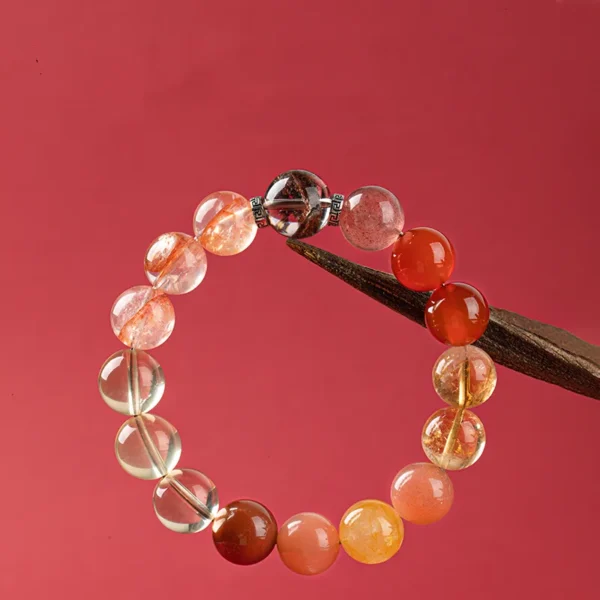Strawberry Quartz and Red Gum Flower Stone detail