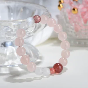 Blooming Affection – Rose Quartz & Strawberry Quartz  Bracelet