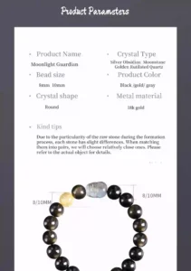 Moonlight Guardian – Obsidian & Moonstone Pixiu Bracelet