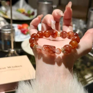 Burning Grace – Red Gum Flower Stone Love Bracelet