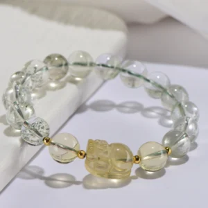 Wealth Guardian – Green Phantom & Citrine Pixiu Bracelet