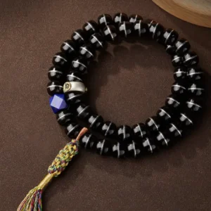 Zodiac Guardian Buddha Bracelet – Coconut Bead and Lapis Lazuli Chinese Zodiac Amulet