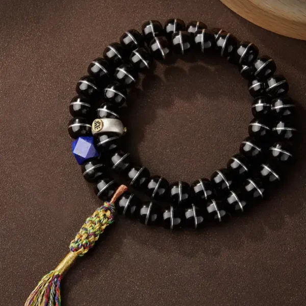 Zodiac Guardian Buddha Bracelet with coconut beads and lapis lazuli