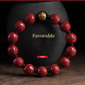 12 Zodiac Cinnabar Mantra Bracelet with Obsidian Guardian Buddha