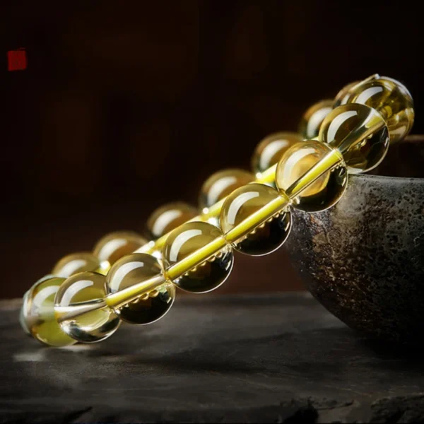 Yellow Citrine bracelet with a Hetian Jade Zodiac Guardian bead for energy and balance