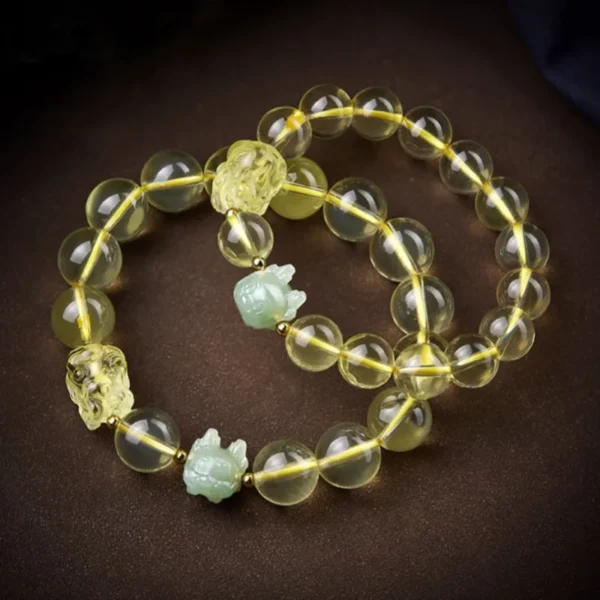 Hetian Jade Zodiac charm combined with citrine beads