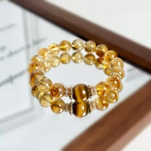 Tiger Radiance – Golden Rutilated Quartz & Tiger’s Eye Bracelet