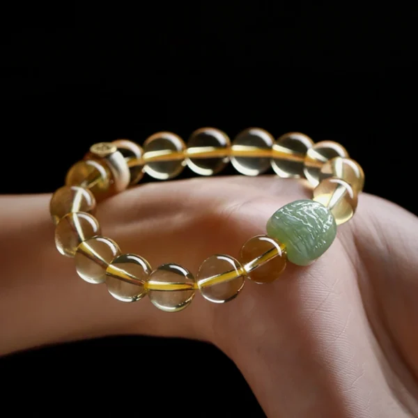 Feng Shui Citrine bracelet with Hetian Jade charm for wealth energy