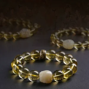 Fortune Spirit – Citrine & Hetian Jade Pixiu Bracelet