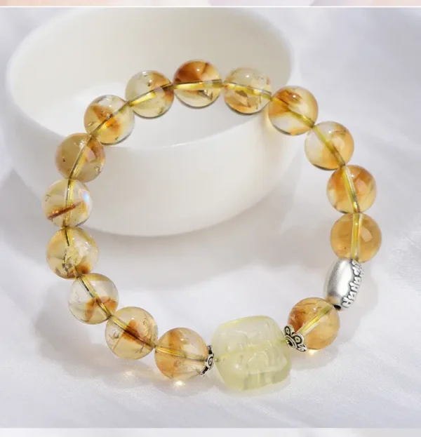 Feng Shui Wealth Bracelet with Citrine Pixiu Close-Up