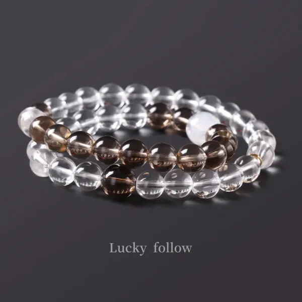 Balance Flow – Clear Quartz & Smoky Quartz Fortune Bracelet - Image 4