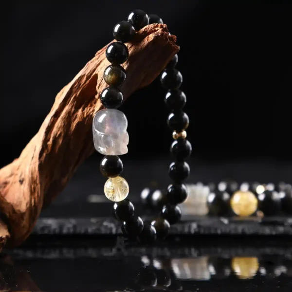 Pair of matching healing energy bracelets with Pixiu and citrine beads