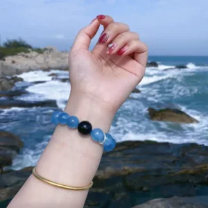 Brave Tide – Aquamarine & Blue Tiger Eye Courage Bracelet