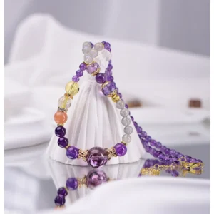 Radiant Grace – Amethyst & Citrine Multi-Wrap Courage Bracelet Necklace