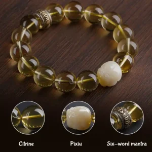 Fortune Spirit – Citrine & Hetian Jade Pixiu Bracelet