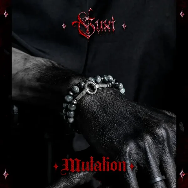 GUXI hawk eye bracelet worn on wrist, black attire styling