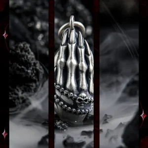 Dark Grasp – 925 Pure Silver Necklace with Howlite & Lava Stone