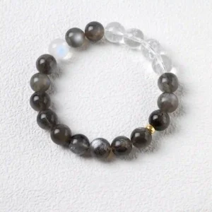 Shadow Purity – Black Gold Gugan & Moonstone Healing Bracelet