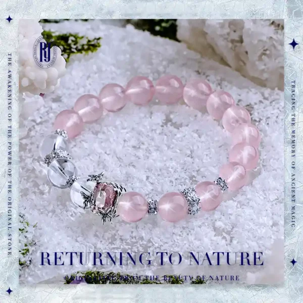 RUYE Rose Quartz and White Crystal Bracelet – Flat Lay