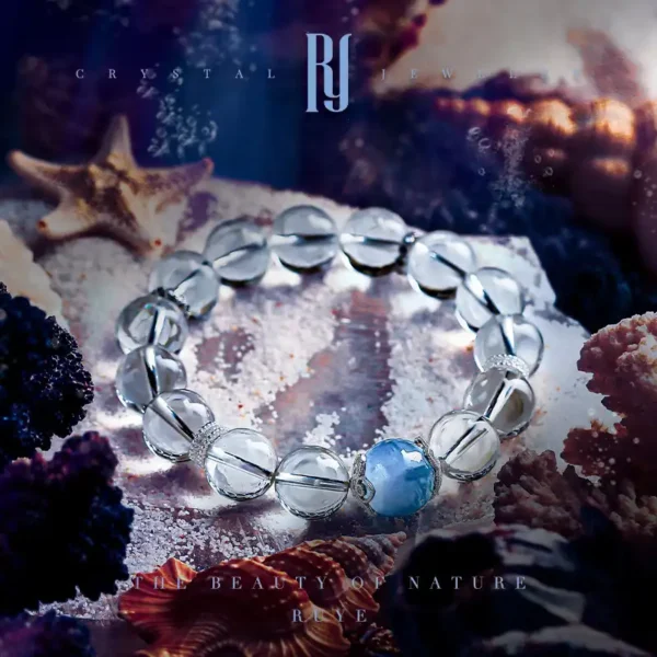 Overhead View of Aquamarine Quartz Bracelet by RUYE