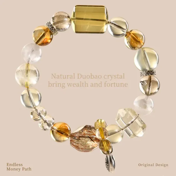 Duobao-style yellow crystal bracelet for attracting wealth