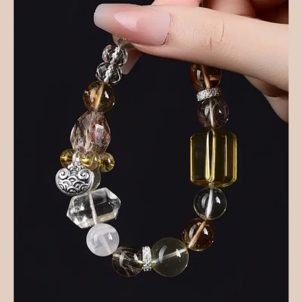 Woman wearing yellow citrine wealth bracelet