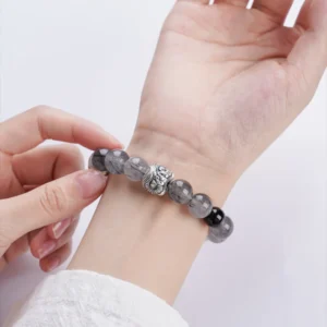 Fearless Spirit – Black Rutilated Quartz & Golden Luck Stone Bracelet