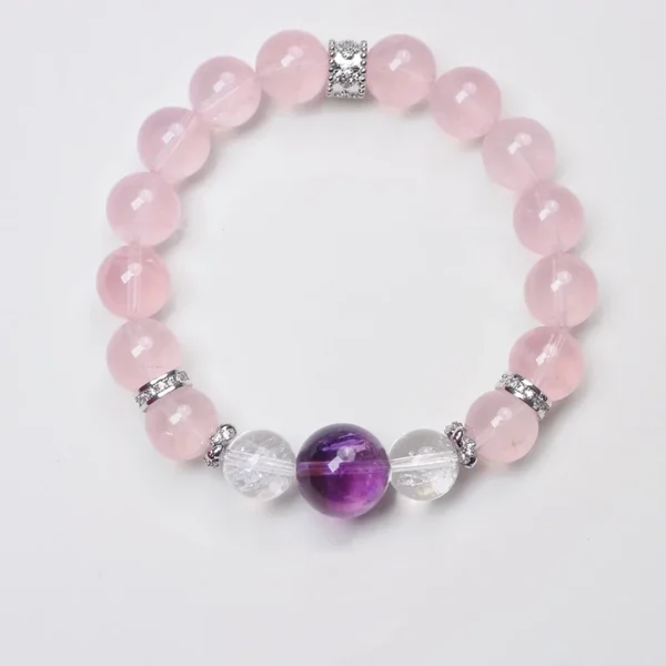 Full bracelet flat-lay with amethyst centerpiece
