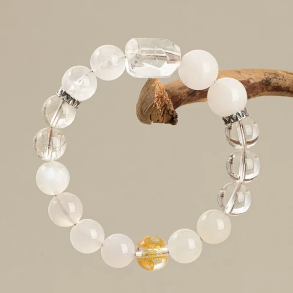 Luminous Gold Radiance – Five Elements Metal Energy White Crystal Bracelet - Image 2