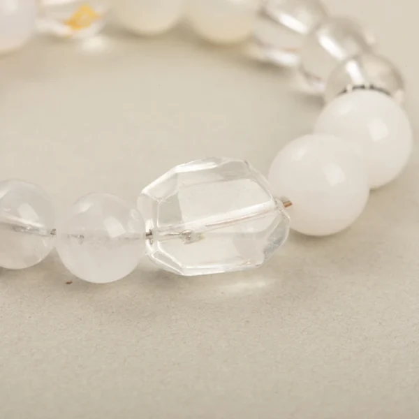 Luminous Gold Radiance – Five Elements Metal Energy White Crystal Bracelet - Image 4
