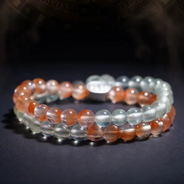 Green crystal beads symbolizing Wood energy